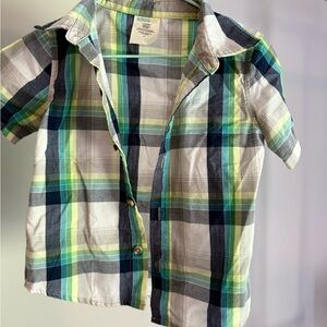 Wonderkids Green and Blue Button Down Shirt Casual Style